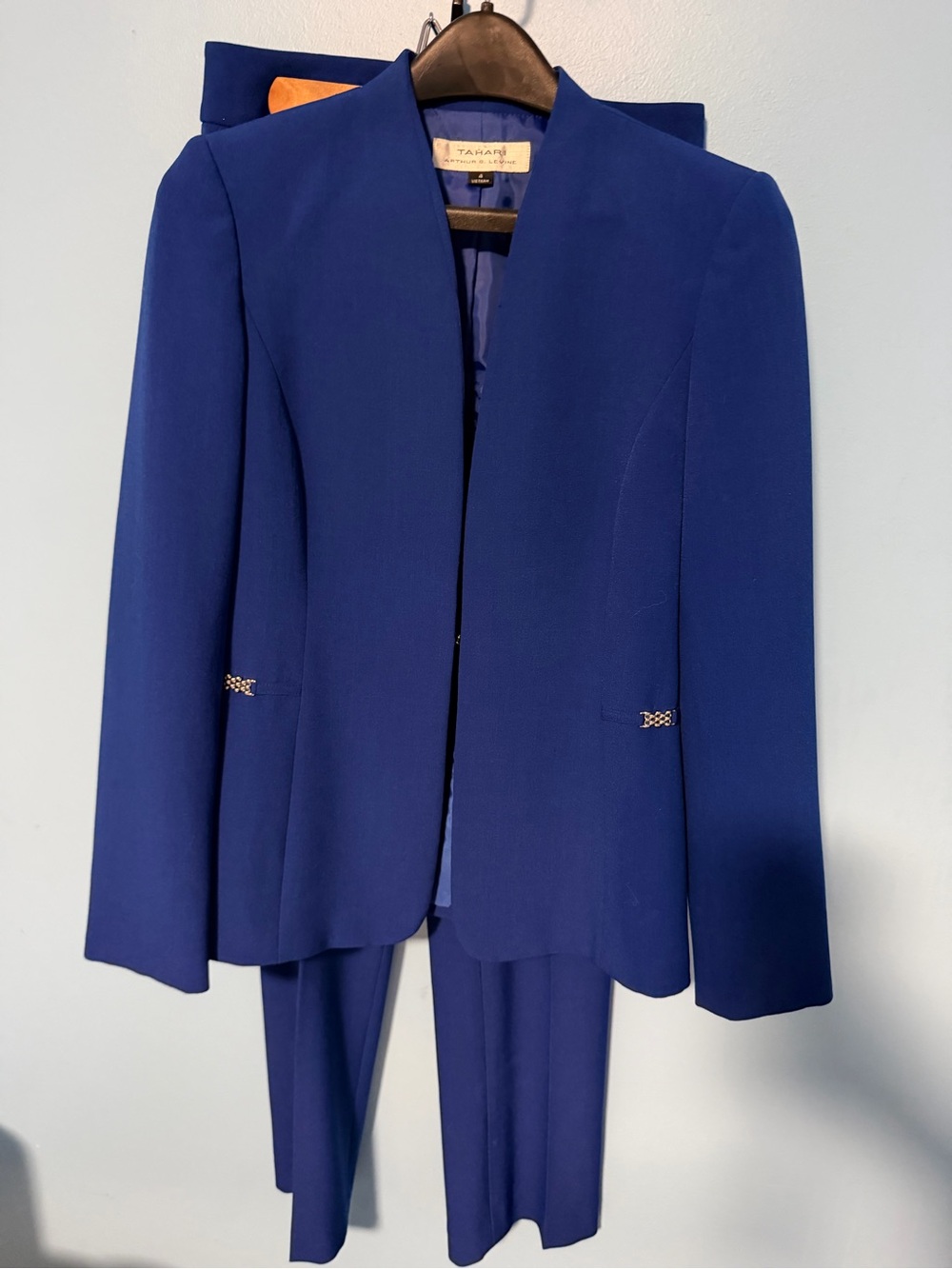 Tahari Women's Royal Blue Open-Front Suit Blazer & Size Pants